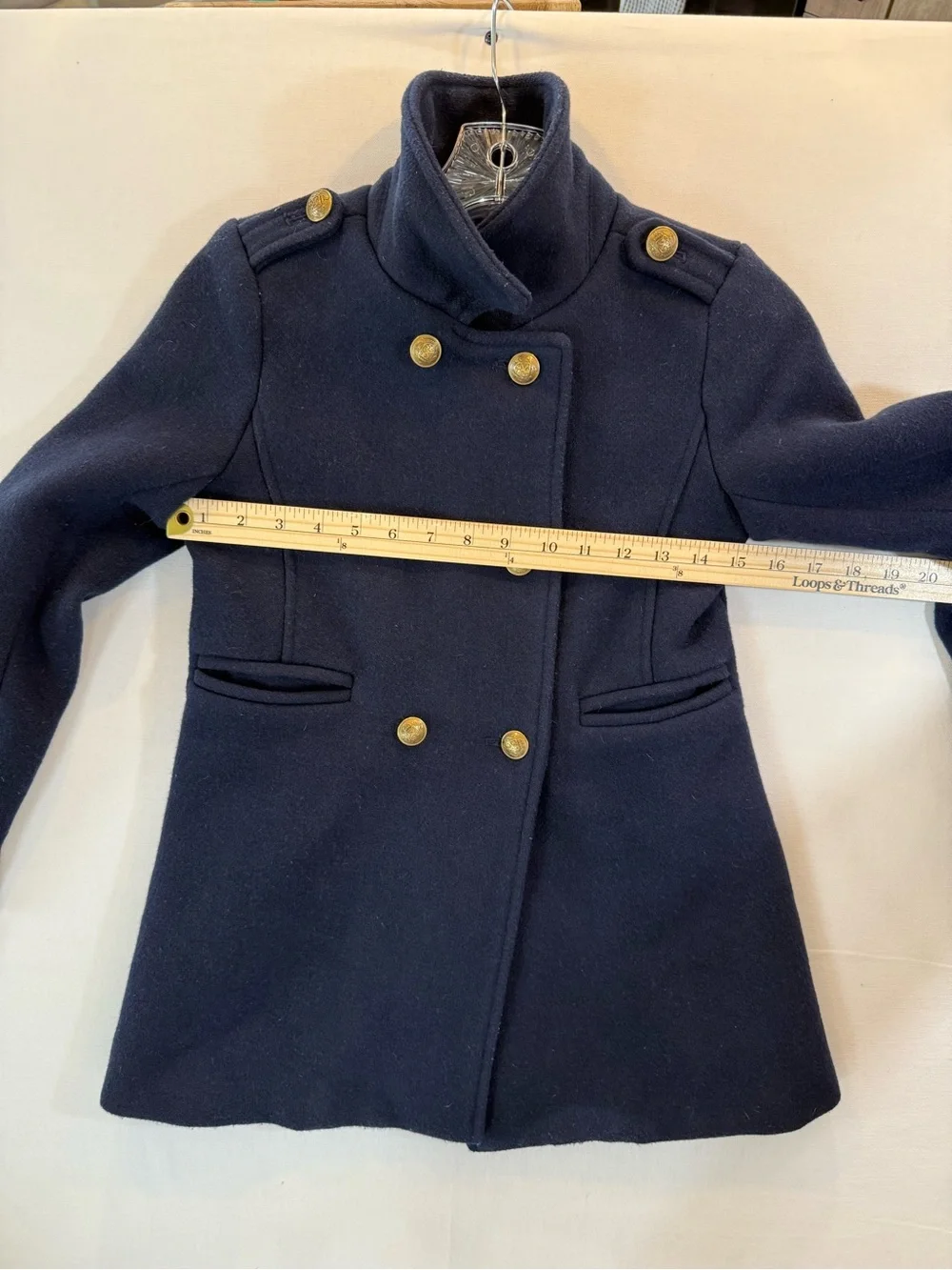 GAP Navy Double-Breasted Pea Coat with Gold Buttons
